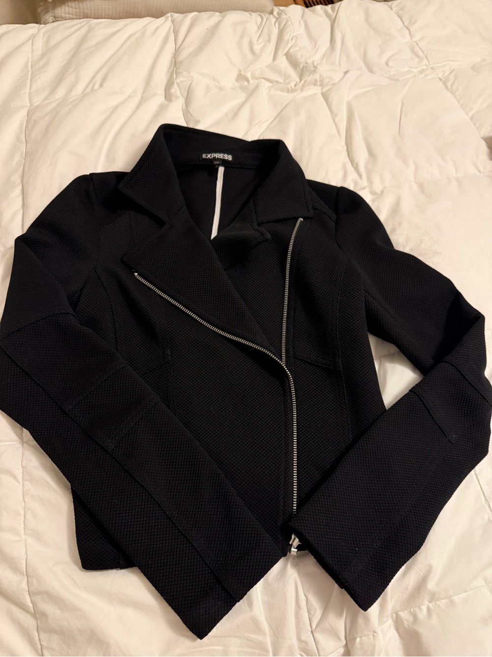 Express Women's Black Asymmetrical Zip moto Jacket in size S